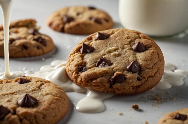 Cookies in milk pour shot