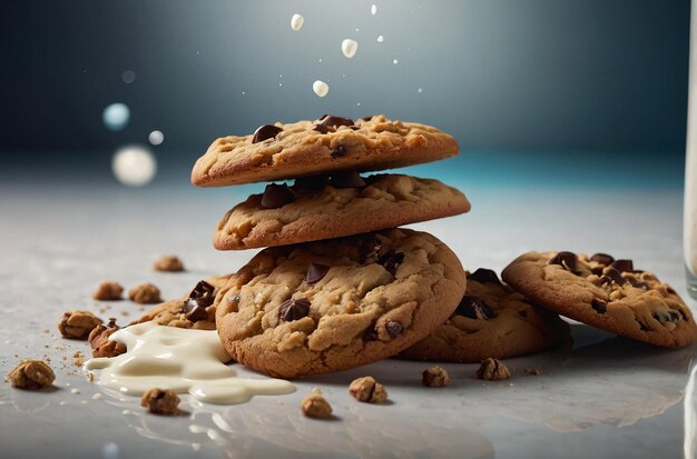 Cookies in milk pour shot