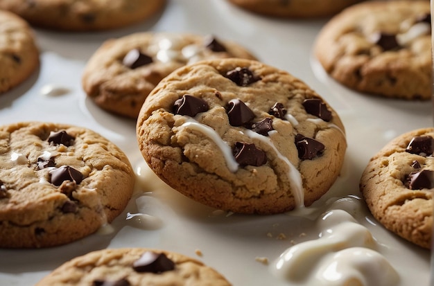 Cookies in milk pour shot