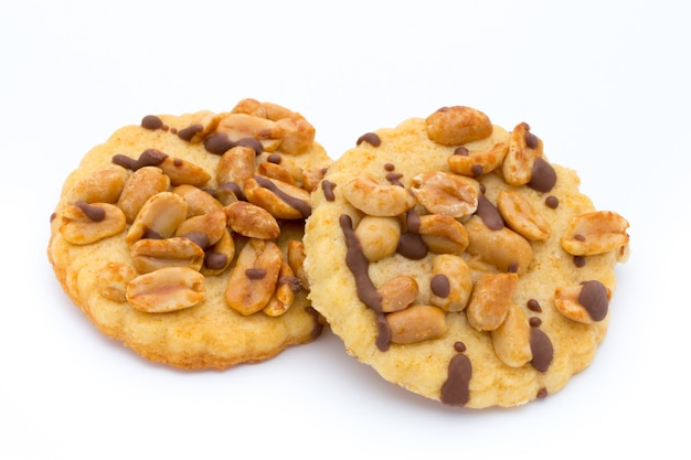 Cookies nuts on the  isolated on white surface.