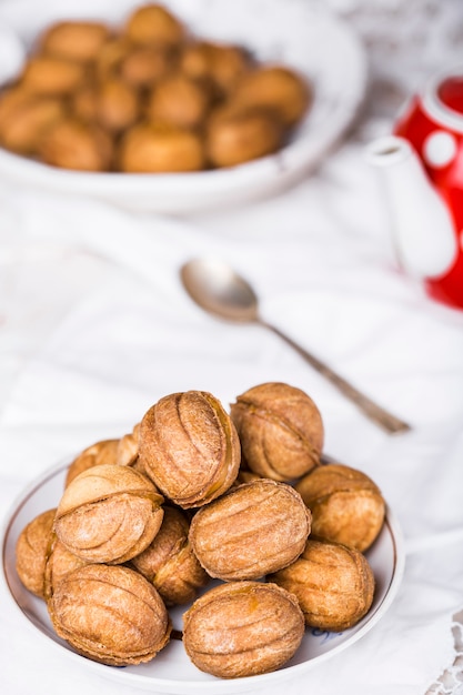 Cookies nuts with condensed milk and nuts