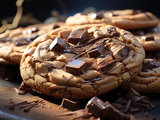 Cookies in a plate and milk on a blurred background Generative AI