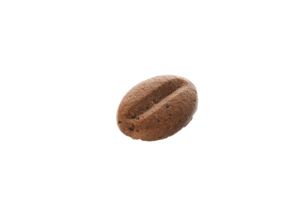 Cookies in the shape of coffee seeds isolated on white background