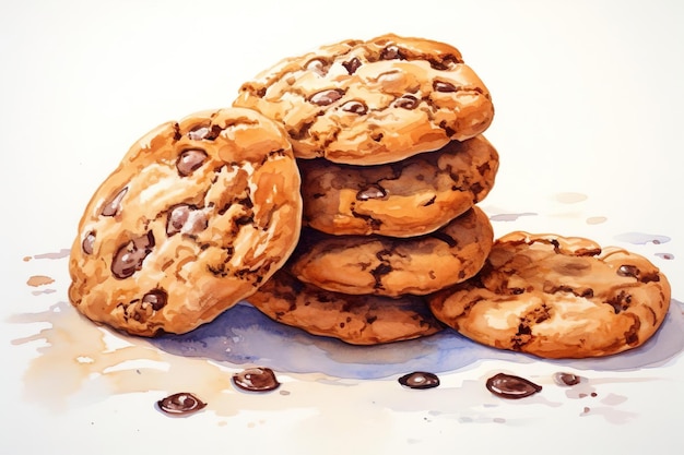 cookies watercolor white background