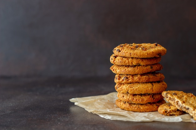 Cookies with chocolate. Pastries. Breakfast. Recipe.