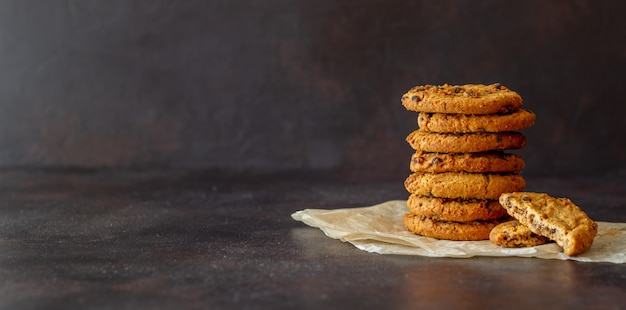 チョコレートのクッキー。ペストリー。朝ごはん。レシピ。