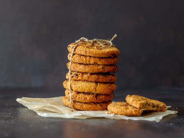 Cookies with chocolate. Pastries. Breakfast. Recipe.