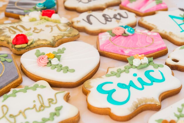 Cookies with heart shape for weddings or valentines day