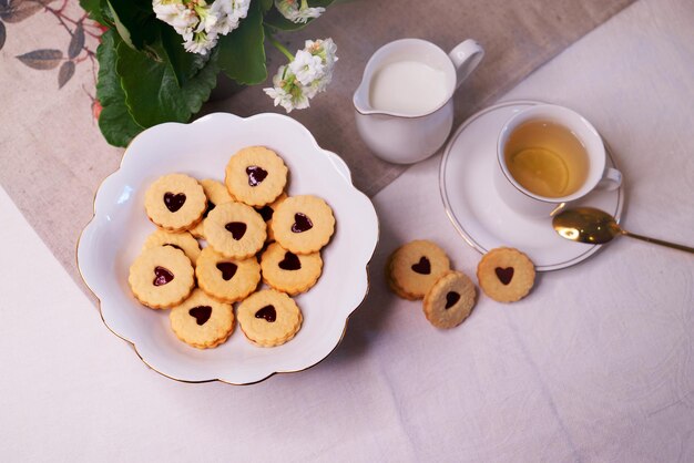 Cookies with jam filling for tea