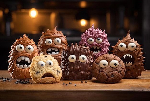 cookies with monster heads on them Halloween food ideas
