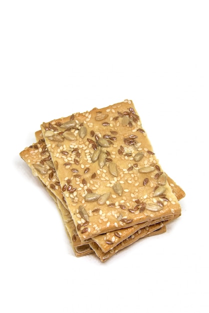 Cookies with seeds on a white background. Isolate. Selective focus. food