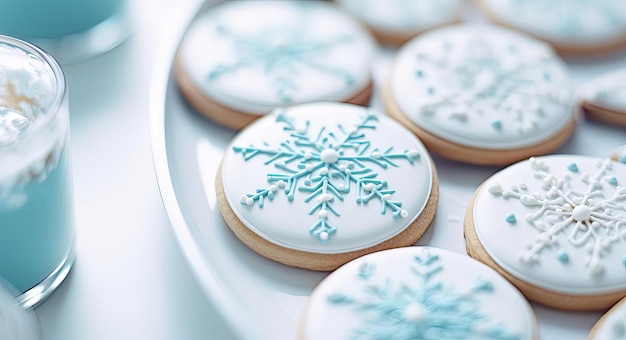 Photo cookies with snowflakes on them and a snowflake on the top