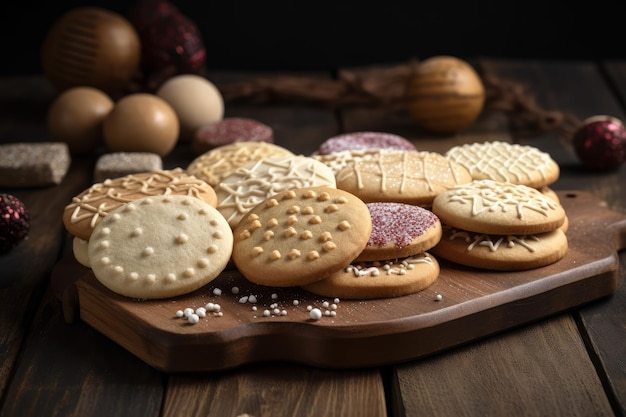 Cookies wooden board tasty Generate Ai