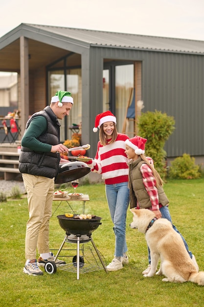 Cooking dinner. A family getting prepared for the new year dinner