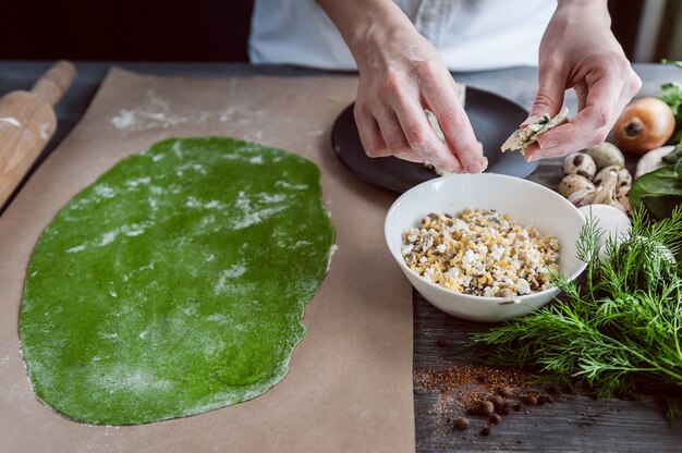 cooking green ravioli