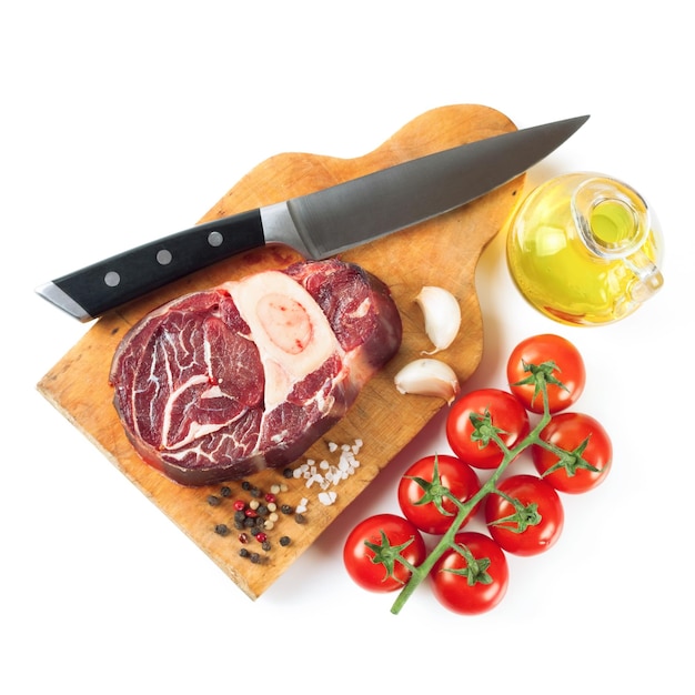 Cooking ingredients Fresh raw meat beef steak with bone