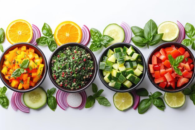 Photo cooking ingredients on the kitchen table fruits or vegetables professional advertising food photography