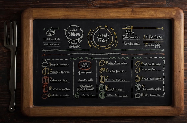 Photo cooking instructions on blackboard