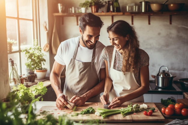 Foto cucinare l'amore l'avventura culinaria di una coppia e le deliziose ricompense