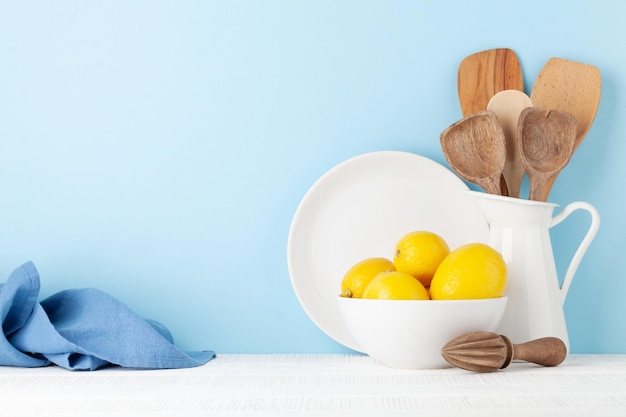 Cooking utensils on kitchen table