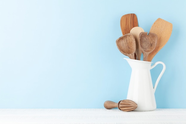 Cooking utensils on kitchen table