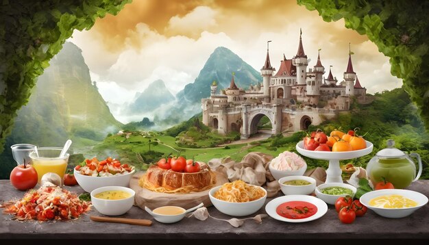 Cooking With Food Fantasy Photo Background for Digital Manipulation