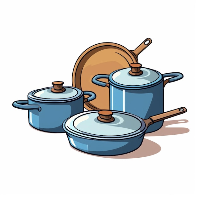 Photo cookware 2d cartoon illustraton on white background high q