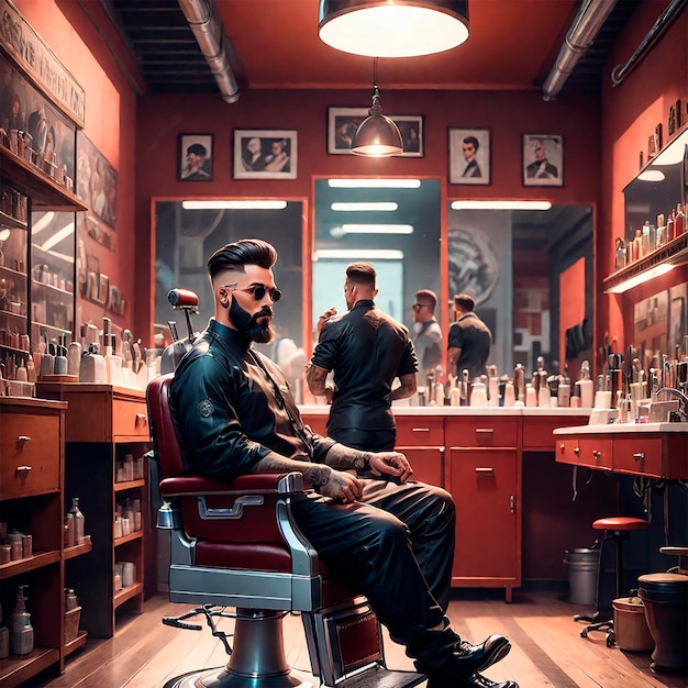 cool barber in barbershop