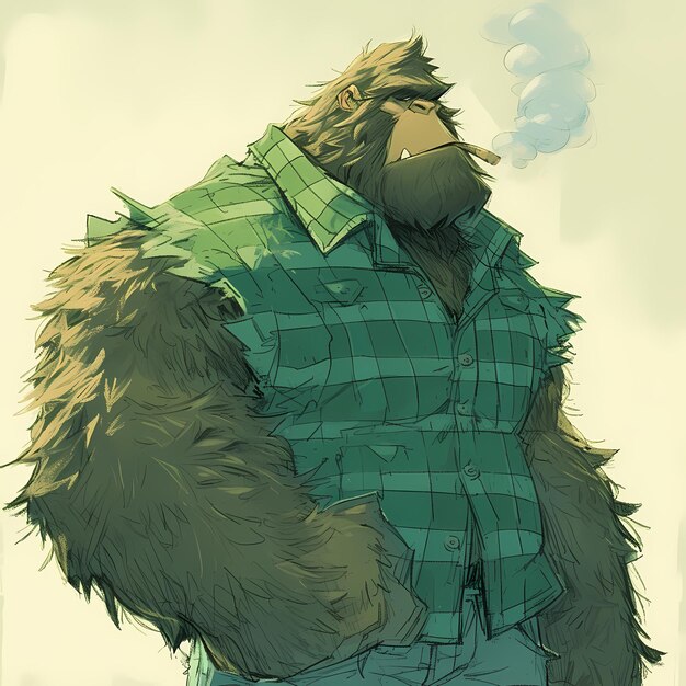 Photo cool bigfoot in plaid vest