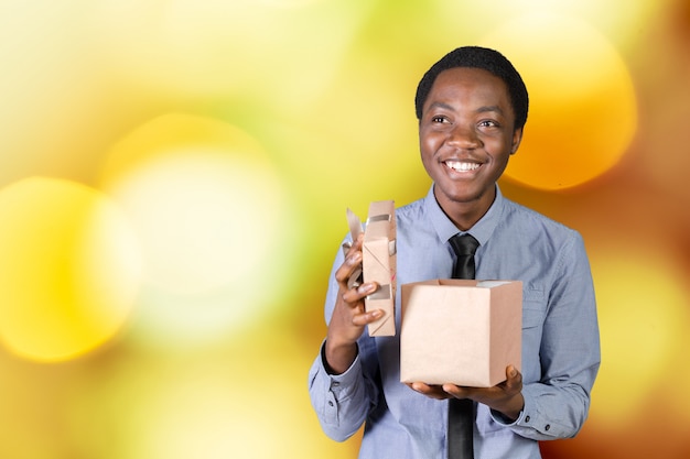 Cool black man with a gift