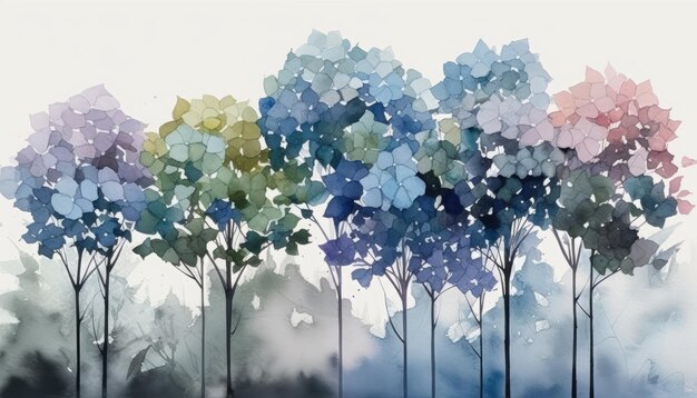 Cool Blue Hydrangea Collection on White Background for Modern Designs Generative AI