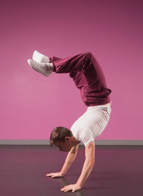 Cool break dancer doing handstand