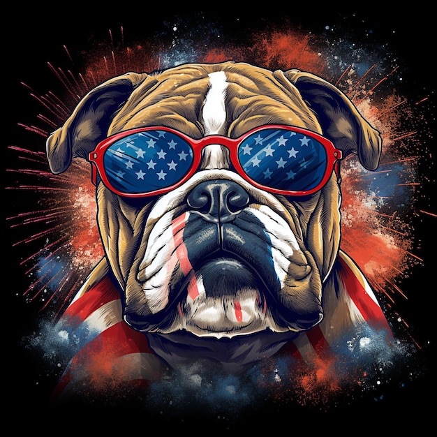 Cool bulldog in sunglasses