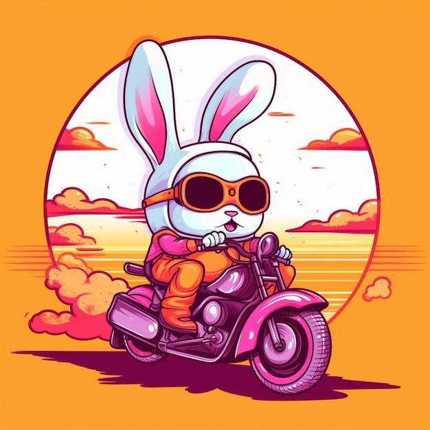 крутой кролик катается на мотоцикле