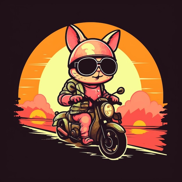 cool bunny riding a motorcycle