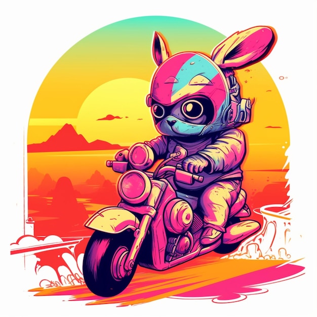 cool bunny riding a motorcycle