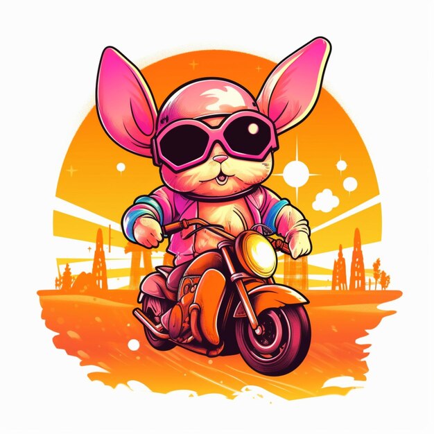 cool bunny riding a motorcycle