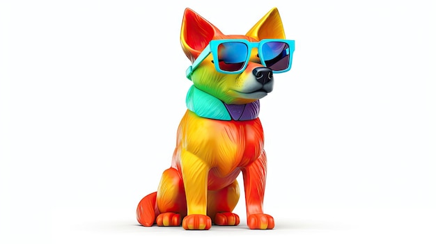 Cool Canine in Colorful Shades on White Background