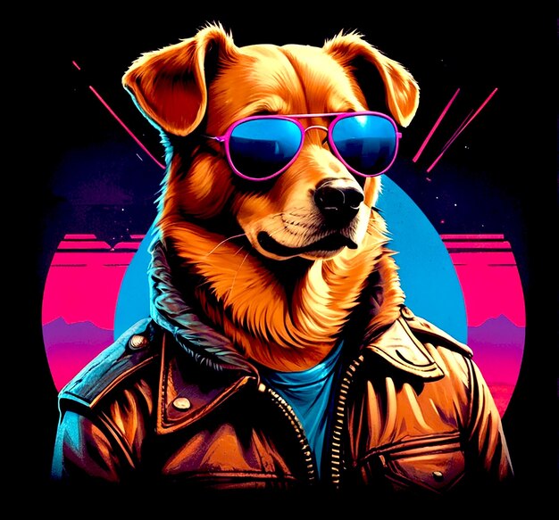 Cool Canine Rebel T-shirt ontwerp generatief ai