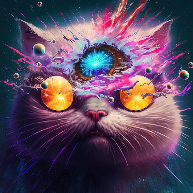 Cool cat digital art painting.