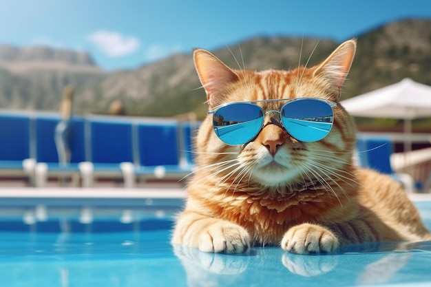 Cool cat in the pool