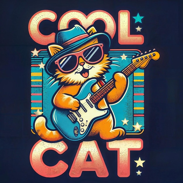 Cool Cat T-shirt ontwerp gratis