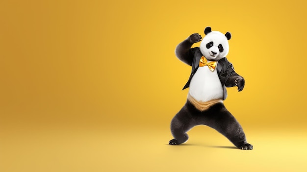 Cool cheerful cartoon style panda dancing salsa