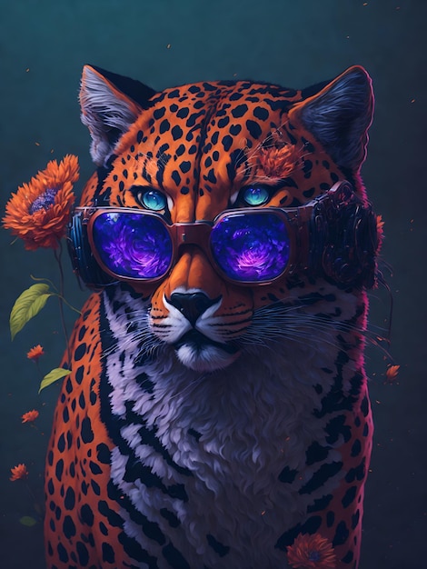 Premium AI Image | Cool cheetah with sunglasses