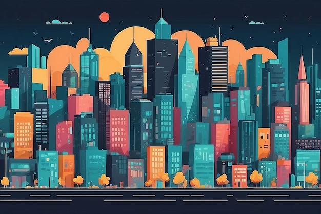 Cool City Flat Background Color