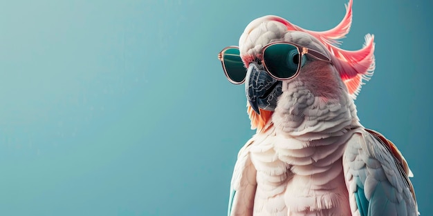 Cool cockatoo parrot with mirror sunglasses stylish