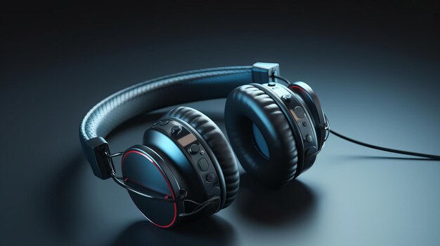 Cool contemporary and trendy headphones isolated on dark background Al generated