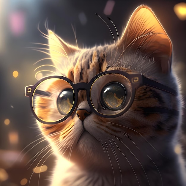 Cool and cute Cat in Glasses Explore the World Through AI Generated Art