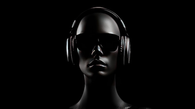 Cool DJ with headphones Illustration AI Generative