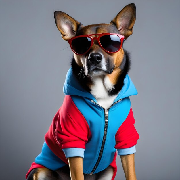 A cool Dog wearing an urban outfit